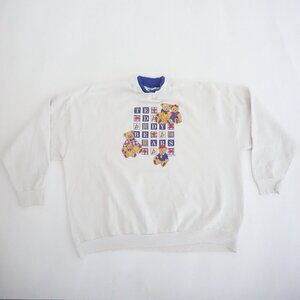 Vintage Gopher Teddy Bear Patchwork Alphabet Graphic Cottagecore Sweatshirt 3X